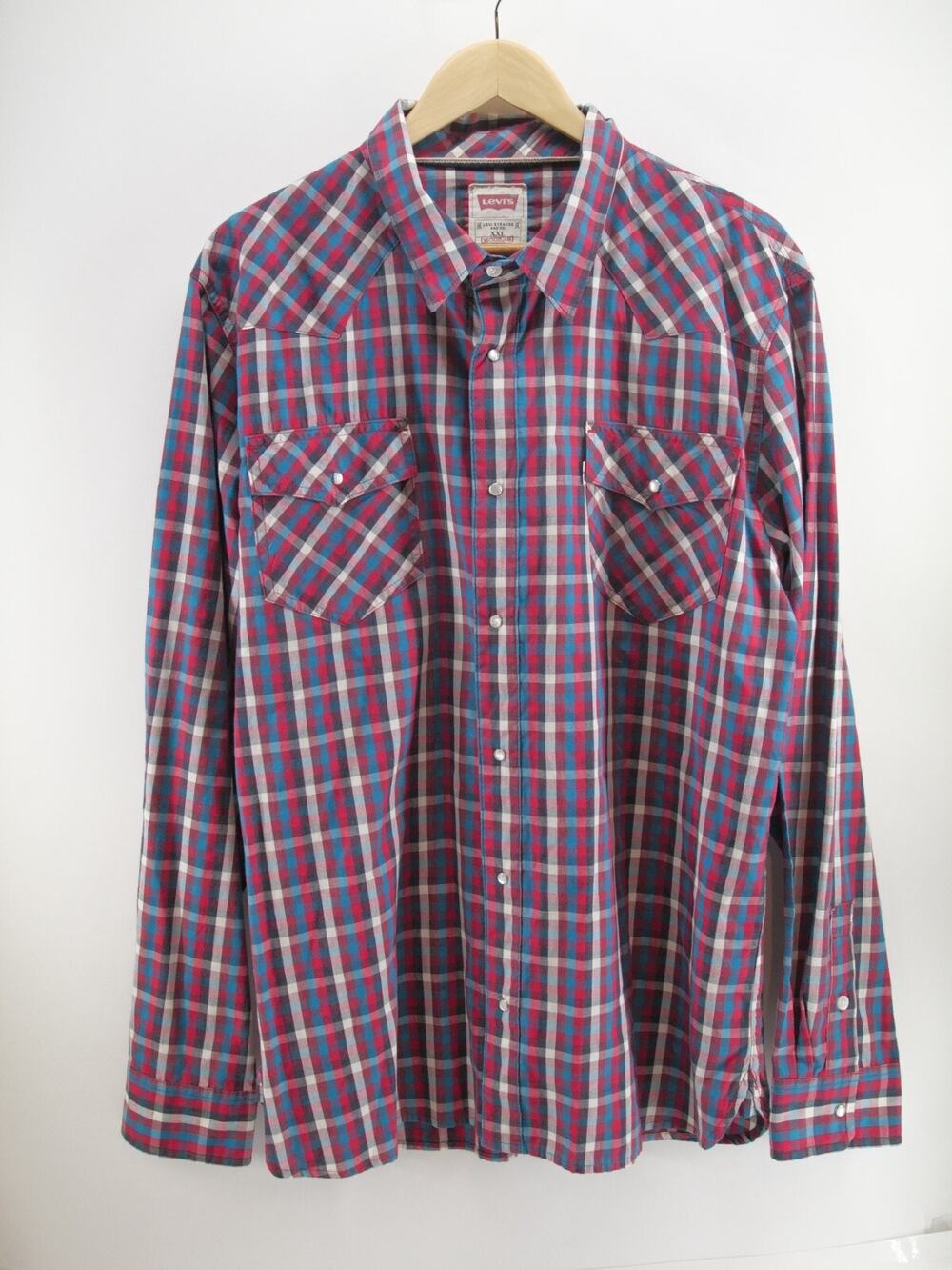 Levis Western Pearl Snap SHORT SLEEVE BUTTON UP SHIRT‎ 2XL XXL Modern Fit